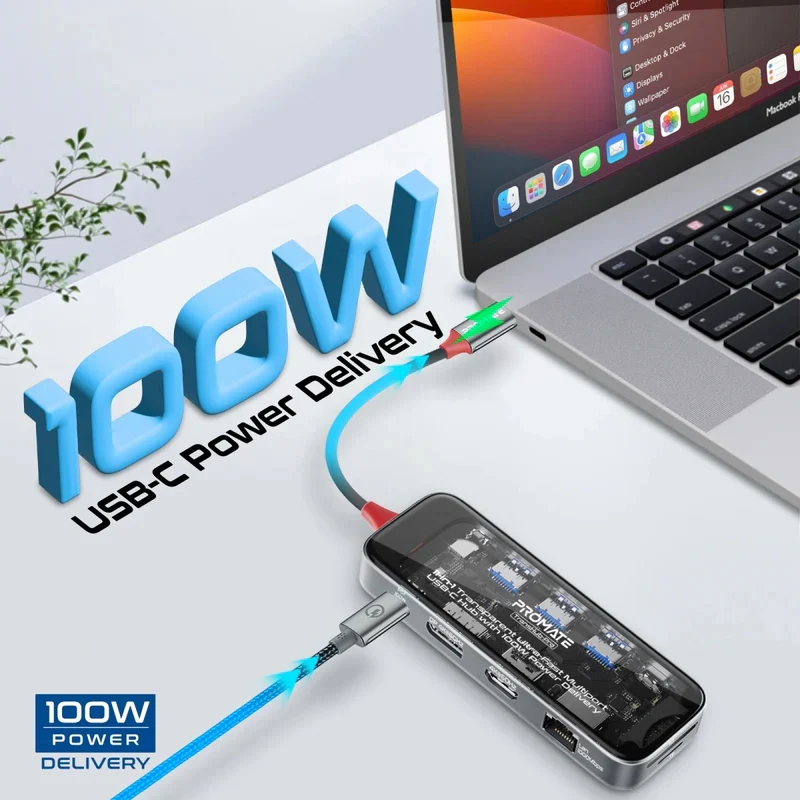 موزع USB-C شفاف بروميت 11 في 1 - USB-C / HDMI / USB 3.0