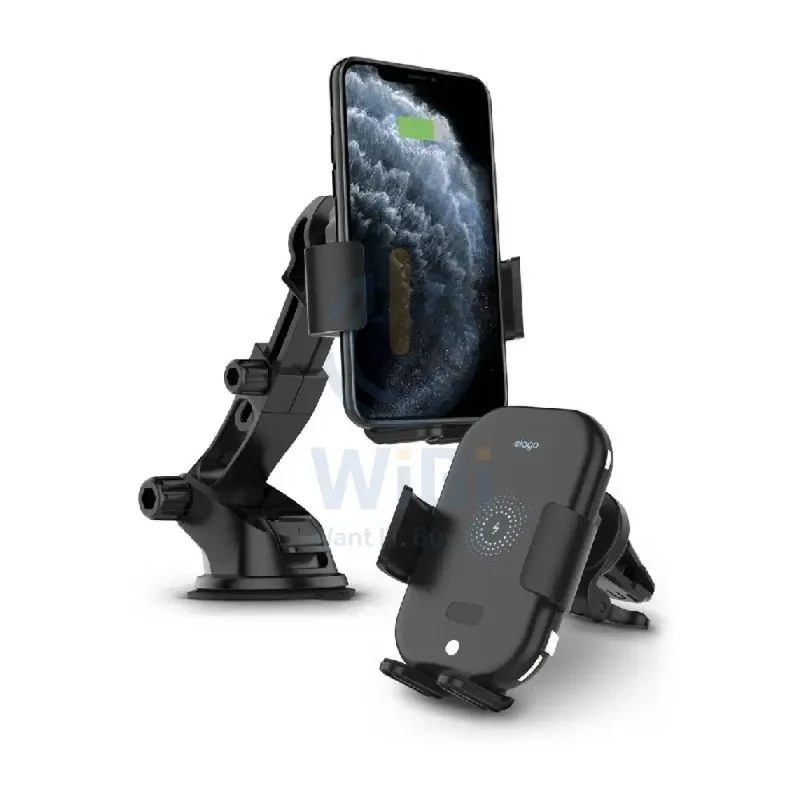 Elago Wireless Car Fast Charger with Auto-Clamping Car Mount - Black