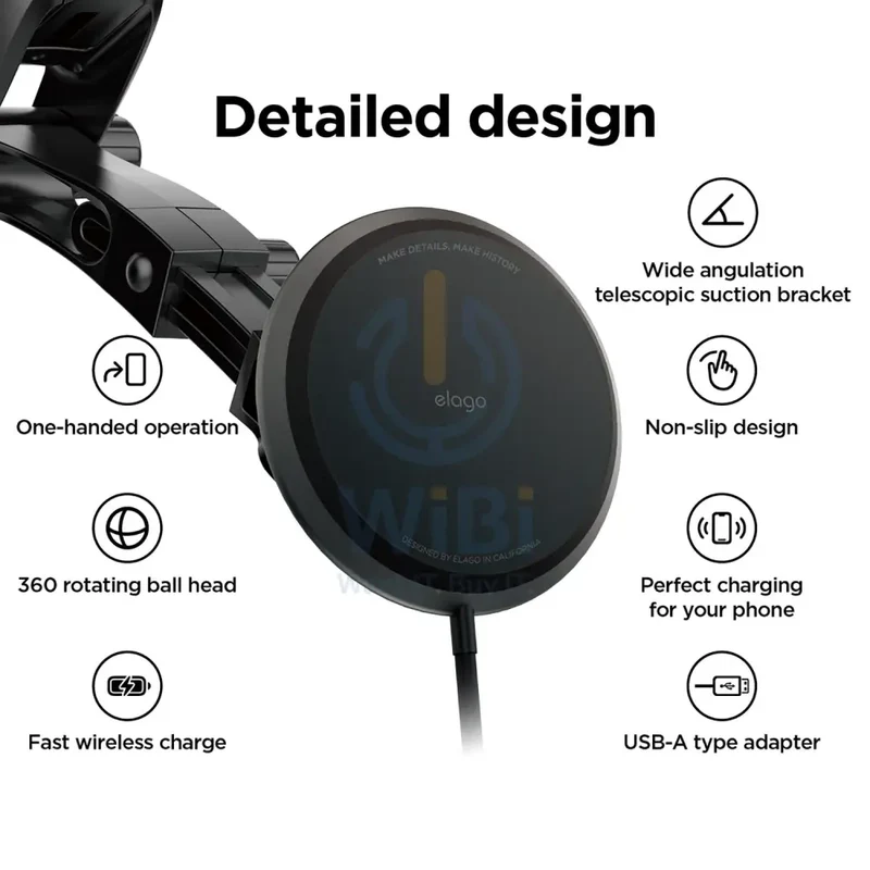 Elago M Car MagSafe Charger Phone Mount - Dark Grey - (Warehouse Packed)