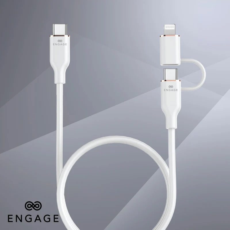 Engage Super Soft Silicone C To Usb-C Cable W/Lightning Adapter Wt 8954526522395