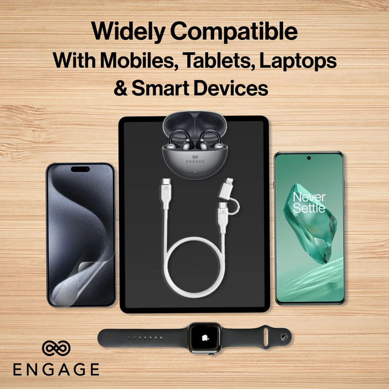 Engage Super Soft Silicone C To Usb-C Cable W/Lightning Adapter Wt 8954526522395