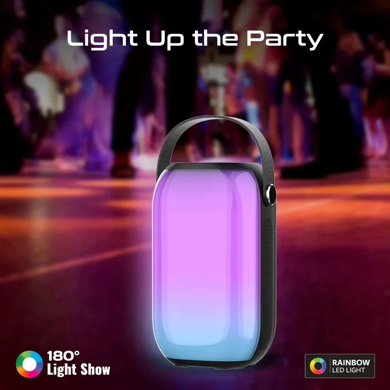 مكبر صوت لاسلكي بالكامل بورودو لومي ساوند HD RGB، 20 واط، بلوتوث 5.3، 4000 مللي أمبير