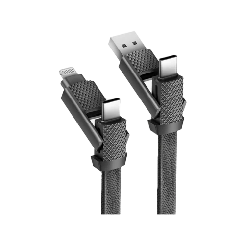 كابل بازيك جو تشارج ألوكابل 4 في 1، إدخال USB-A وUSB-C إلى إخراج USB-C وLightning، 15 سم، أسود