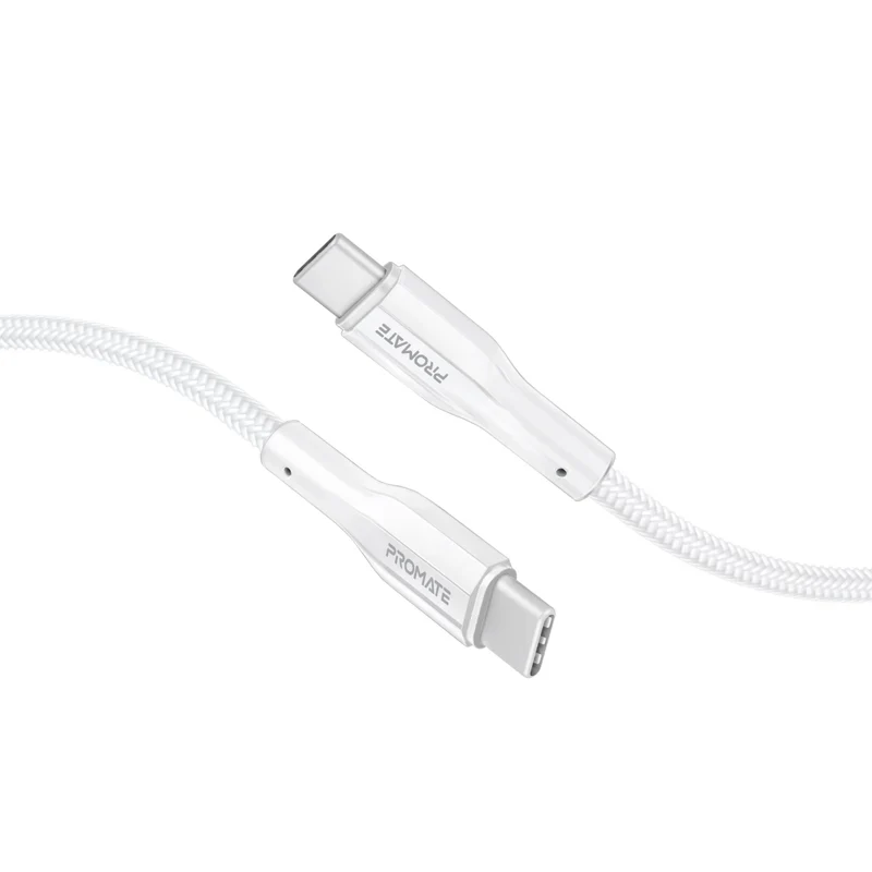 كابل بيانات وشحن بروميت XCord-CC200 بمقاومة شد عالية، يو إس بي-C، بطول 2 متر، بسرعة 480 ميجابت في الثانية، باللون الأبيض