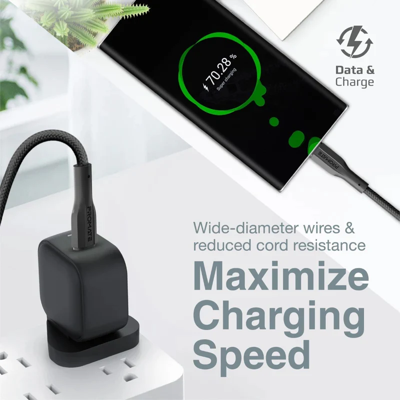 كابل بروميت XCord-CC قوي للشحن ونقل البيانات - متر واحد / 480 ميجابت/ثانية / USB-C / أسود