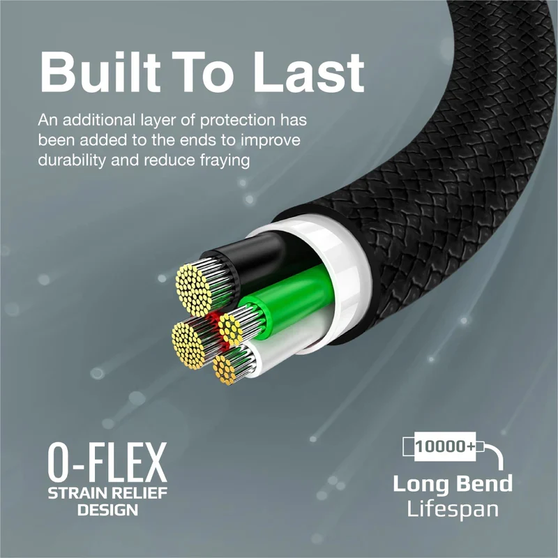 كابل بروميت XCord-CC قوي للشحن ونقل البيانات - متر واحد / 480 ميجابت/ثانية / USB-C / أسود
