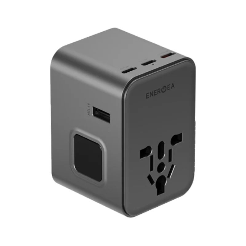 Energea Travelworld Travel Adapter - 45W / USB-C / USB-A / Gunmetal