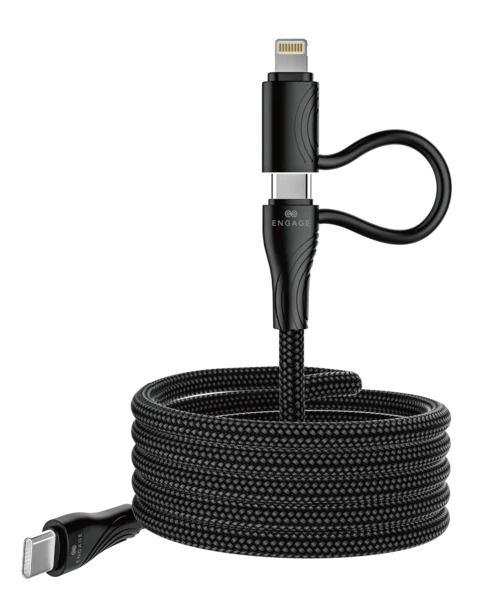 Engage Magnetic C To C Cable 60W W/Lightning Adapter(27W) (Black)(8954526522355)