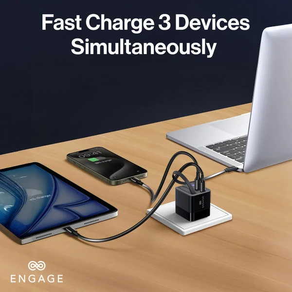 Engage Dual Port C+A 65W Gan Power Adapter W/Usb-C Cable(8954526522445)