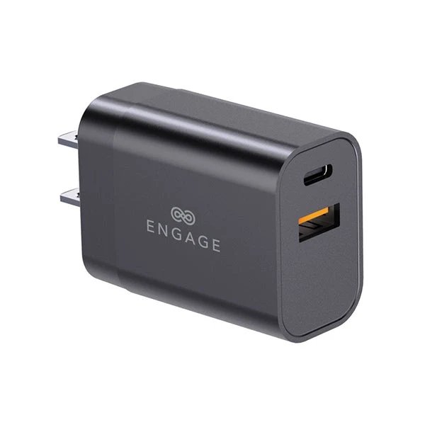 Engage Dual Port C+A 30W Pwr Adapter W/Interchangeable Uk/Eu Plug(8954526522357)
