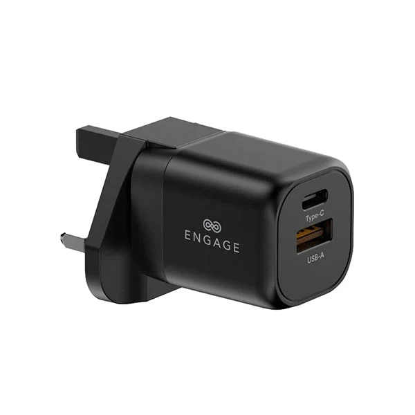 Engage Dual Port C+A 20W Power Adptr W/Interchangeable Eu/Uk Plug(8954526522358)