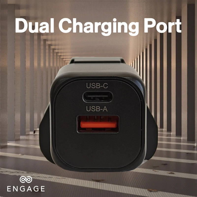 Engage Dual Port C+A 20W Power Adptr W/Interchangeable Eu/Uk Plug(8954526522358)
