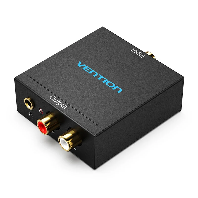 محول صوت رقمي من الألياف البصرية/المحوري إلى TRS 3.5 مم/2RCA من فينشن – سبائك ألومنيوم / معيار EU – أسود