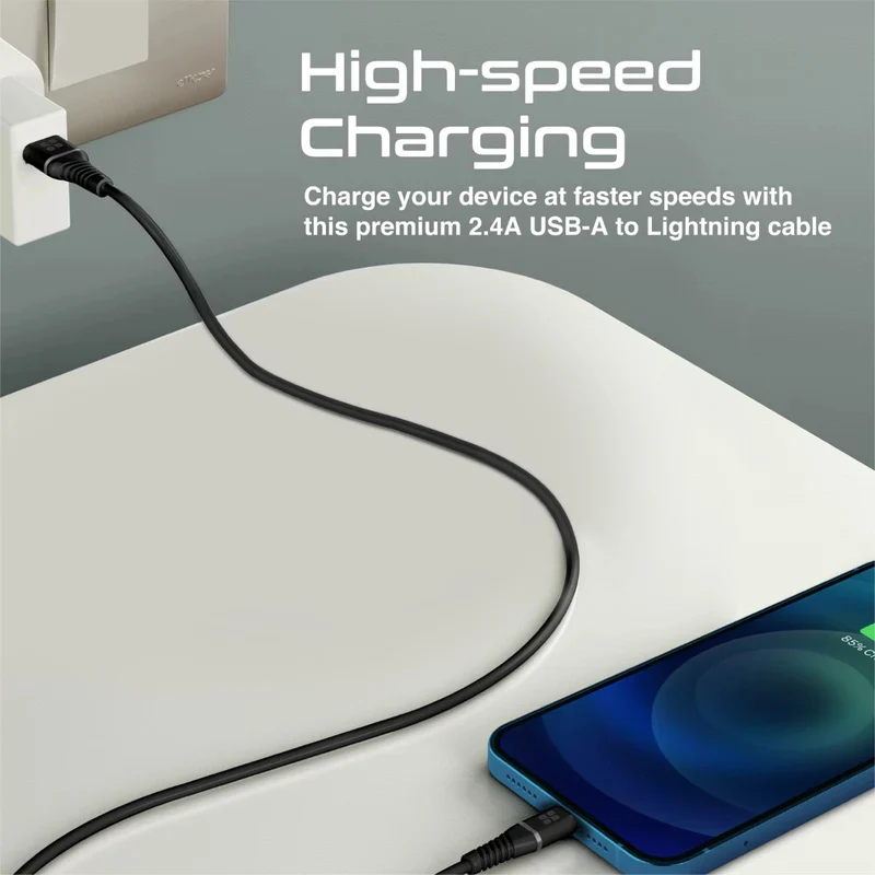 PROMATE PowerLine-Ai120 Data Sync Charge Cable - 1.2 Meter / 480Mbps / USB-A / Lightning / Black