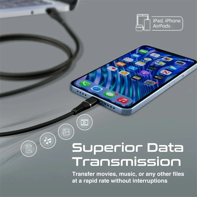 PROMATE PowerLine-Ai120 Data Sync Charge Cable - 1.2 Meter / 480Mbps / USB-A / Lightning / Black