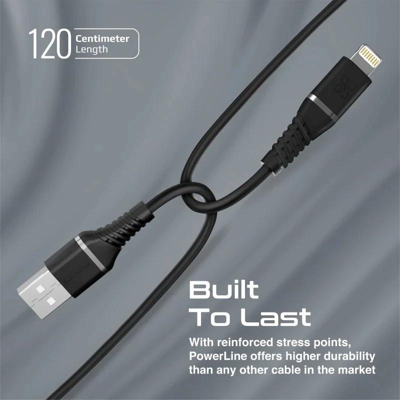 PROMATE PowerLine-Ai120 Data Sync Charge Cable - 1.2 Meter / 480Mbps / USB-A / Lightning / Black