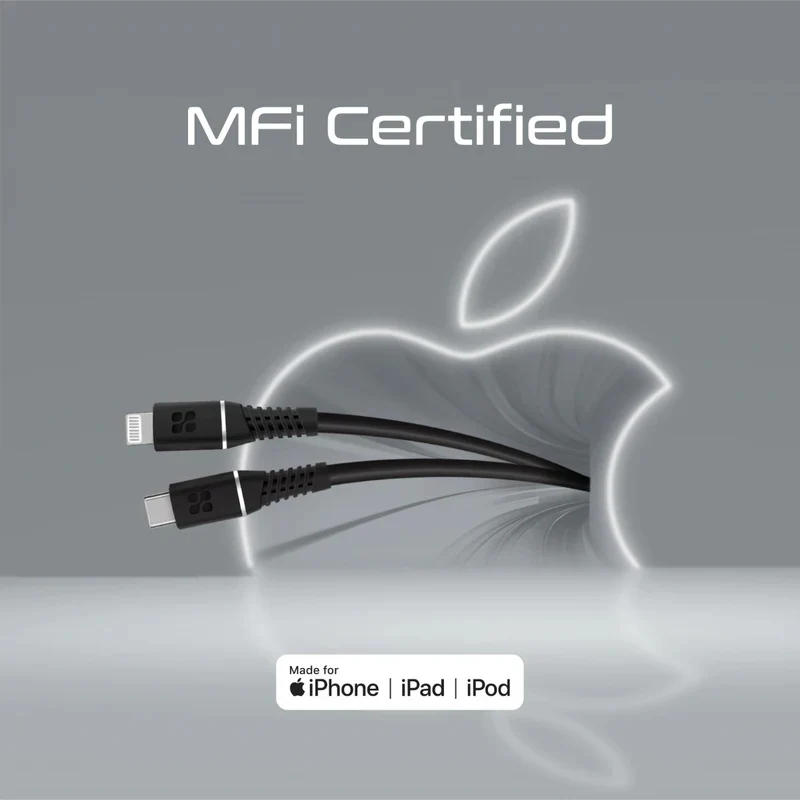 PROMATE PowerLine-Ci120 Connector Cable - 1.2 Meter / 480Mbps / 20W /USB-C / Lightning / Black
