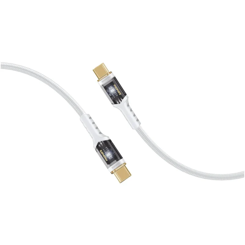 PROMATE LucidLine-CC120 High Tensile Power Delivery Charge Cable - 1.2 Meter / 480Mbps / USB-C / White