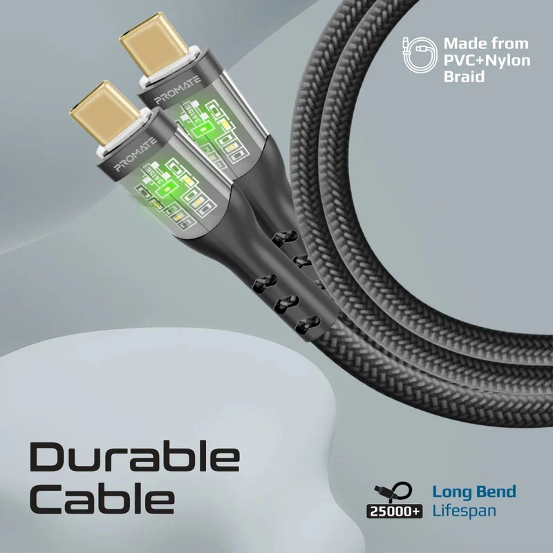 PROMATE TransLine-CC200 Power Delivery Ultra-Fast Charge Cable - 2 Meter / 480Mbps / USB-C / Black
