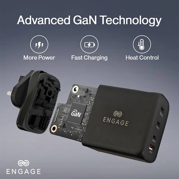 Engage 200W Pd Gan Travel Charger (Black)(8954526522115)