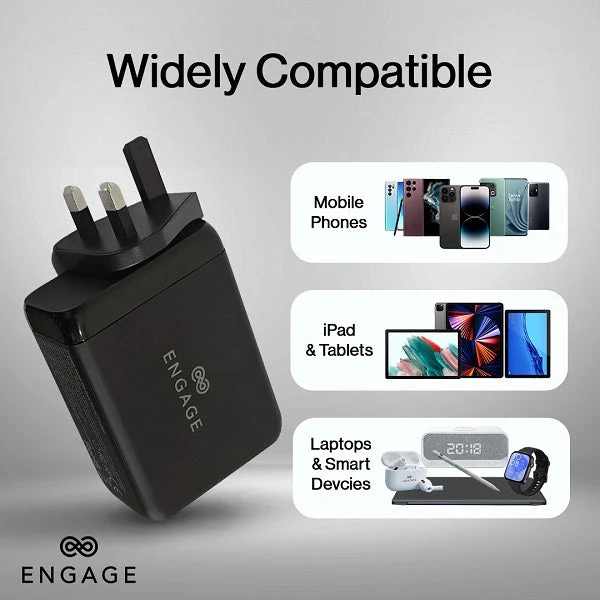 Engage 200W Pd Gan Travel Charger (Black)(8954526522115)