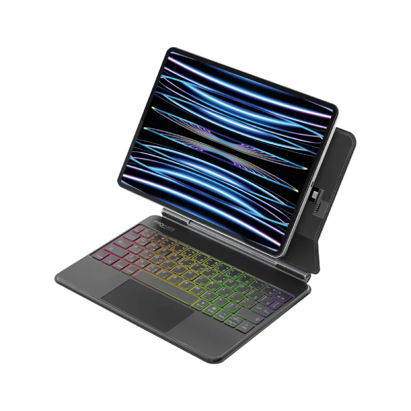 PROMATE Folio Touch Wireless iPad Keyboard Case with Backlight and Smart Connector