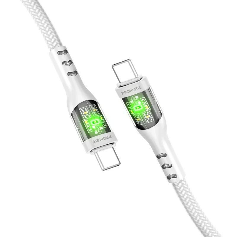 PROMATE TransLine-CC Power Delivery Ultra-Fast Charge Cable - 1.2 Meter / 480Mbps / USB-C / White