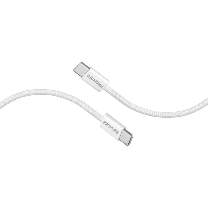 كابل شحن فائق السرعة بروميت إيكو لاين-CC120 - 1.2 متر / 480 ميجابت/ثانية / USB-C / أبيض