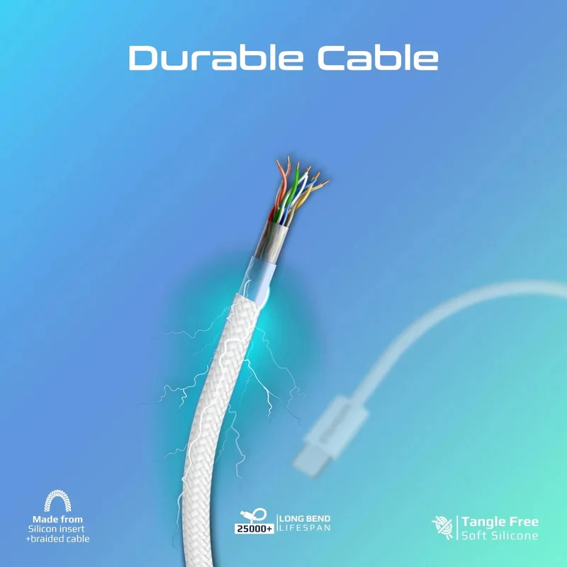 كابل بروميت إيكو لاين-Ci120 للشحن فائق السرعة، بطول 1.2 متر، بسرعة 480 ميجابت في الثانية، لايتنينج، يو إس بي-C، باللون الأبيض