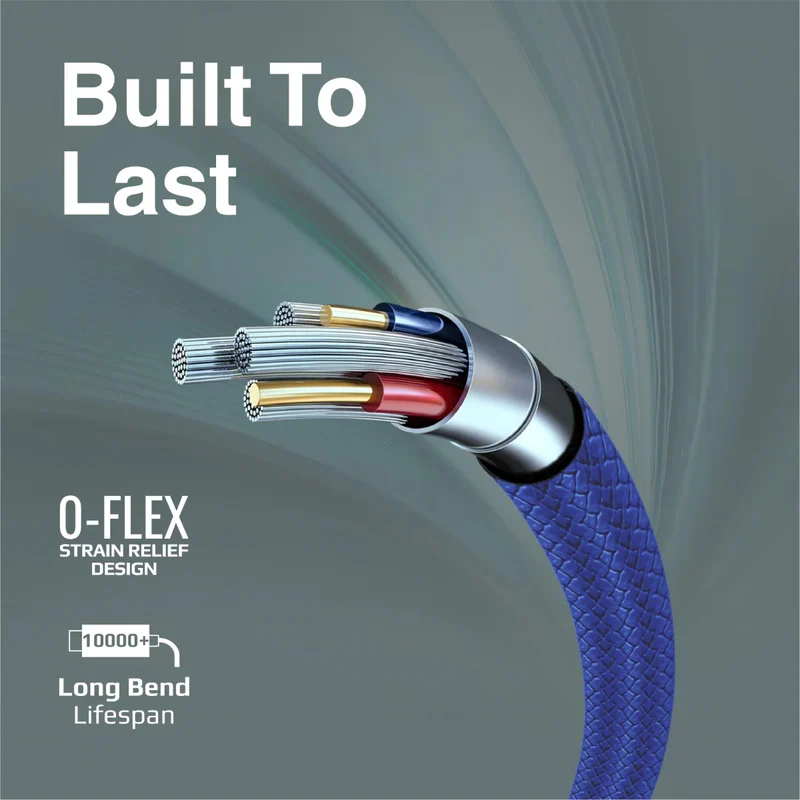 كابل بيانات وشحن بروميت XCord-AC فائق المرونة، يو إس بي-A/يو إس بي-C، بطول 1 متر، بسرعة 480 ميجابت في الثانية، باللون الأزرق الكحلي