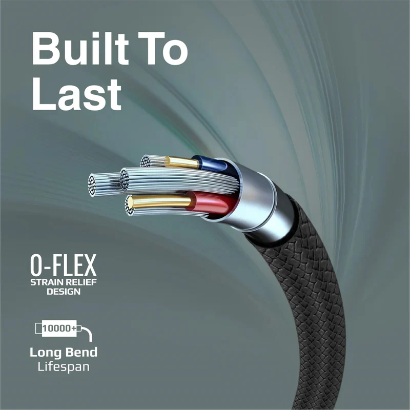 كابل بيانات وشحن بروميت XCord-AC فائق المرونة، يو إس بي-A/يو إس بي-C، بطول 1 متر، بسرعة 480 ميجابت في الثانية، باللون الأسود
