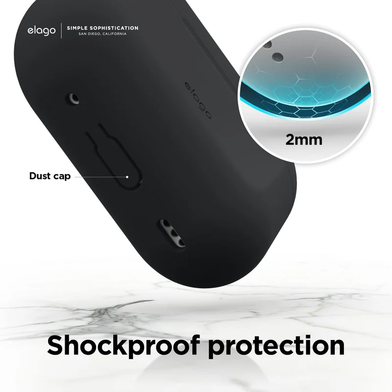 Elago AirPods Pro 1&2 Silicone Hang Case - Black - (Warehouse Packed)