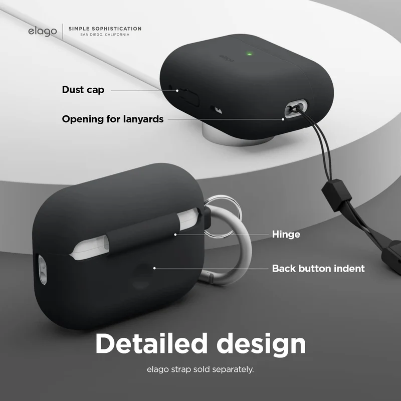 Elago AirPods Pro 1&2 Silicone Hang Case - Black - (Warehouse Packed)