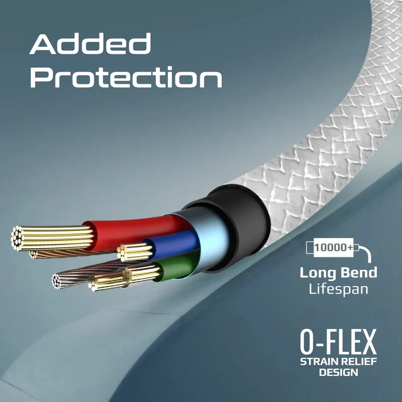 كابل بيانات وشحن بروميت XCord-Ai200 عالي مقاومة الشد - طول 2 متر / سرعة 480 ميجابت/ثانية / USB-A / Lightning / أبيض