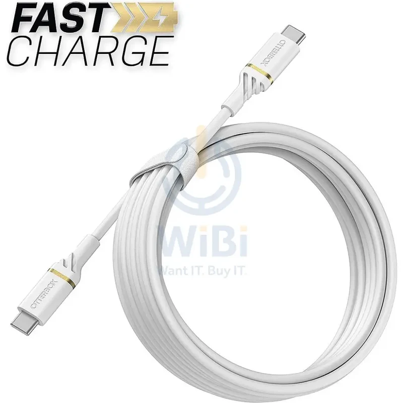 OtterBox USB-C to USB-C Fast Charge Cable - Standard 3 Meter - White - (Warehouse Packed)