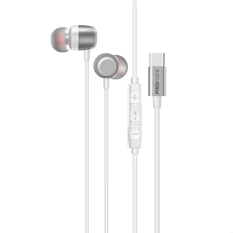 سماعات أذن ستيريو سلكية بروميت سيلكن-ENC، مزودة بتقنية ENC، USB-C، 1.2 متر، أبيض