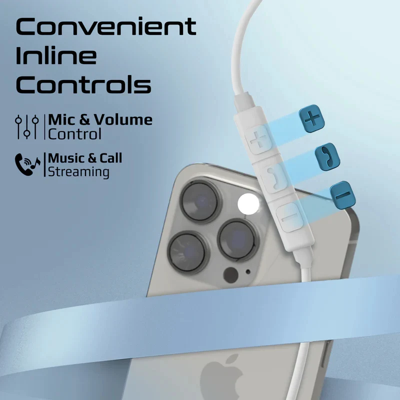 سماعات أذن ستيريو سلكية بروميت سيلكن-ENC، مزودة بتقنية ENC، USB-C، 1.2 متر، أبيض