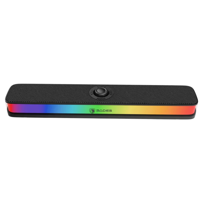 ساوند بار مكتبي سادس بوزفولت SA-SP01-B صغير الحجم، بقدرة 10 واط، بلوتوث، RGB، باللون الأسود