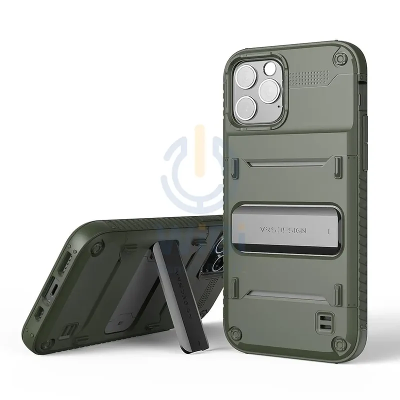 VRS Design iPhone 12 / iPhone 12 Pro Quickstand Case - Green/Metal Black