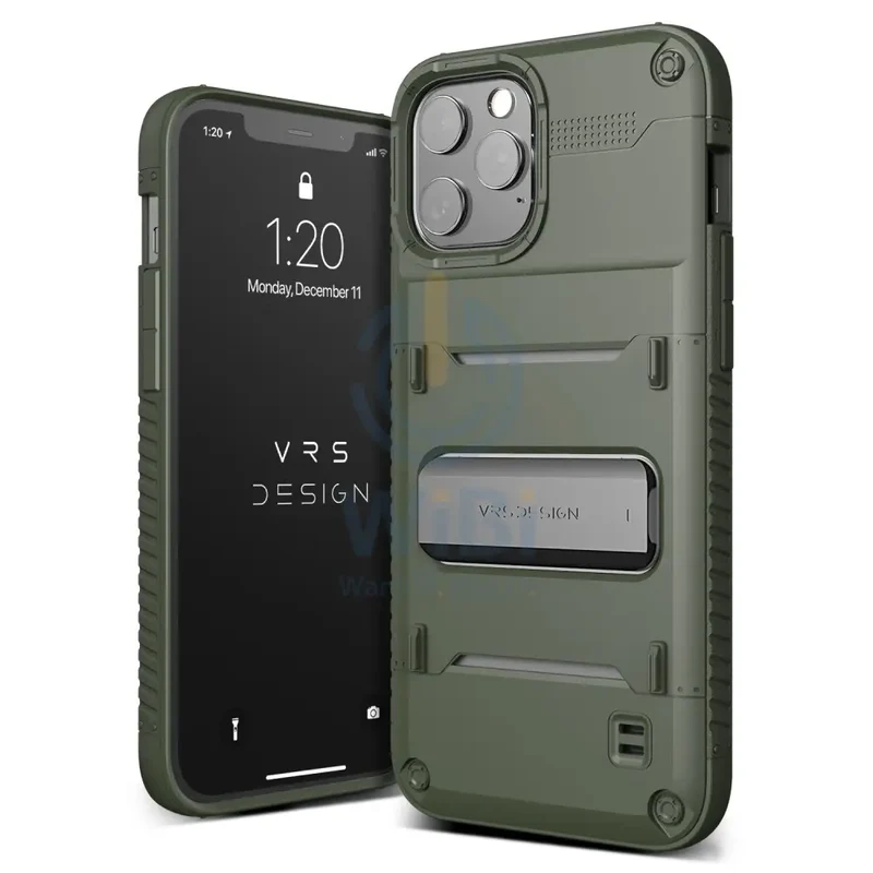 VRS Design iPhone 12 / iPhone 12 Pro Quickstand Case - Green/Metal Black