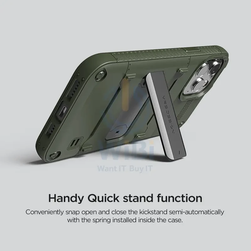VRS Design iPhone 12 / iPhone 12 Pro Quickstand Case - Green/Metal Black