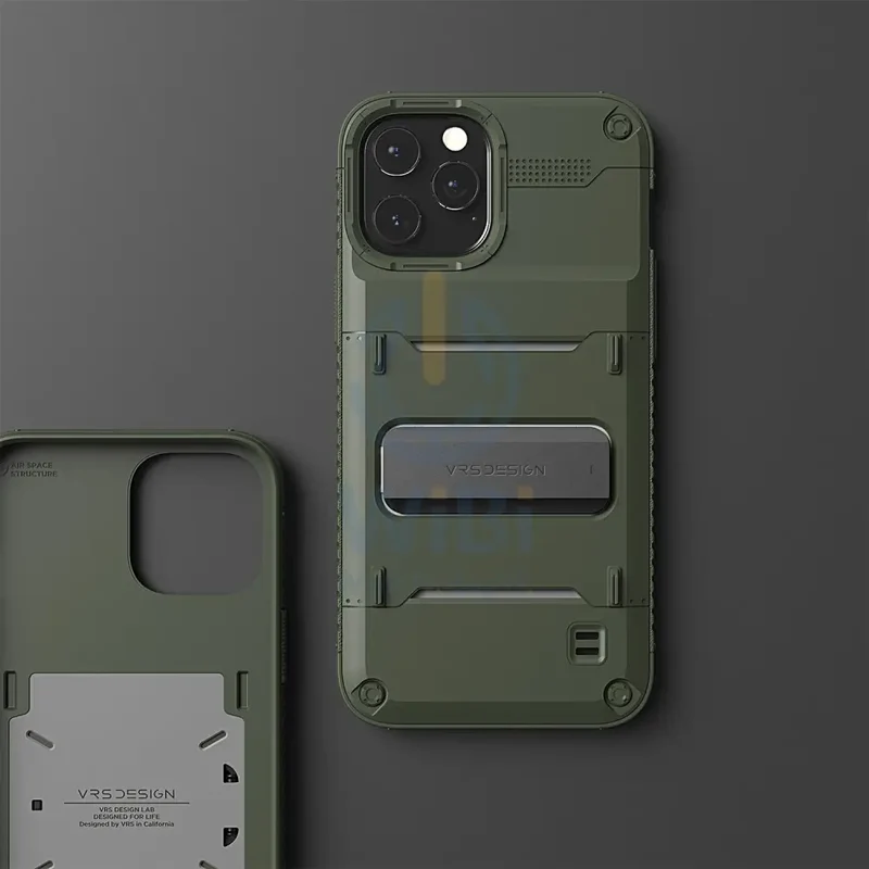 VRS Design iPhone 12 / iPhone 12 Pro Quickstand Case - Green/Metal Black