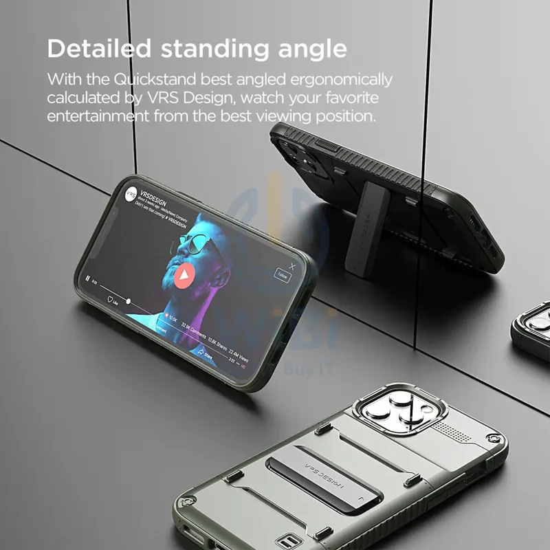 VRS Design iPhone 12 / iPhone 12 Pro Quickstand Case - Green/Metal Black