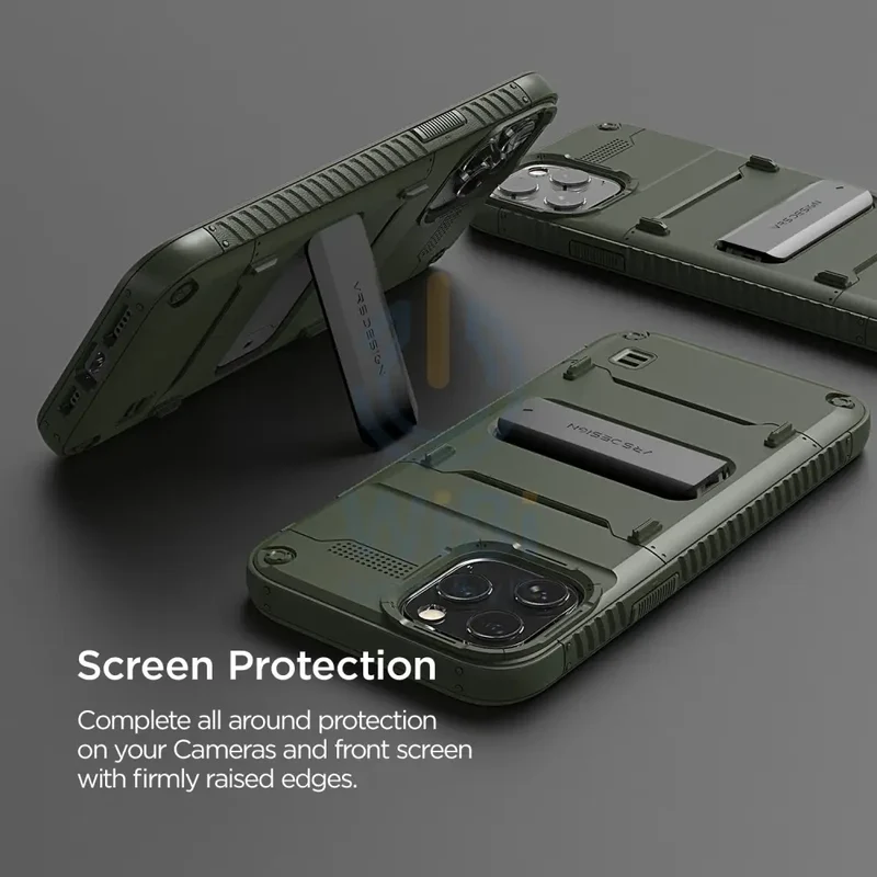 VRS Design iPhone 12 / iPhone 12 Pro Quickstand Case - Green/Metal Black