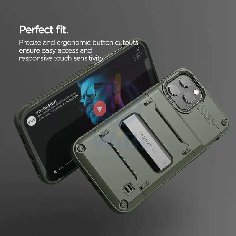 VRS Design iPhone 12 / iPhone 12 Pro Quickstand Case - Green/Metal Black