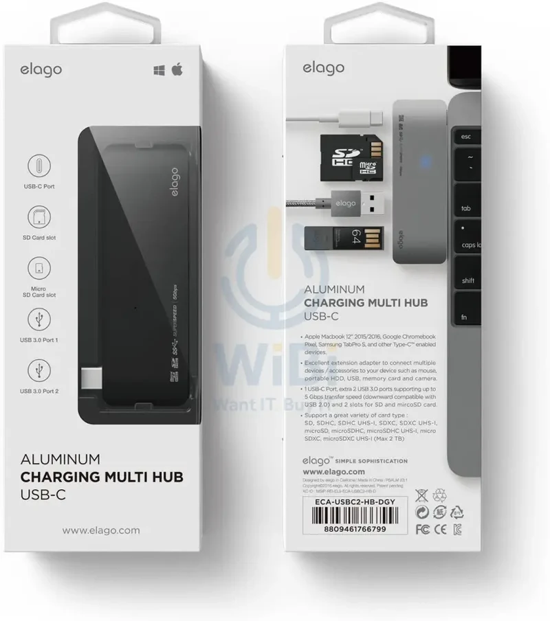 Elago Aluminum Charging Multi Hub USB-C - Black