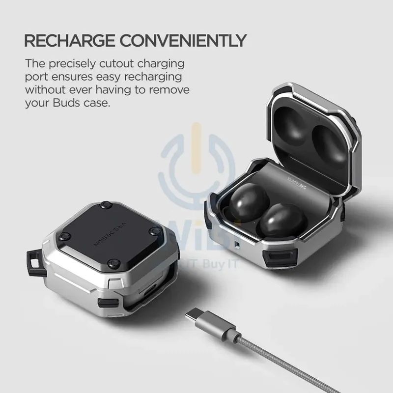 VRS Design Galaxy Buds 2/Buds Pro/Buds Live Active Case - Light Silver
