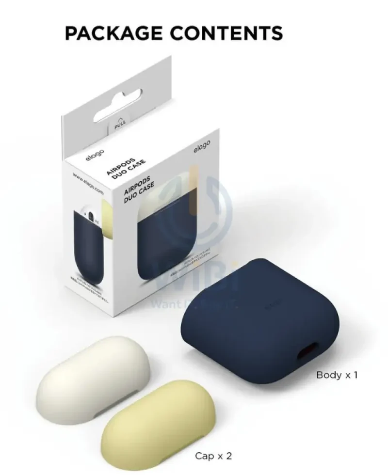 Elago AirPods 1 & 2 Duo Case - Body-Jean Indigo / Top-Classic White Yellow
