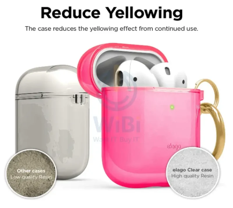 Elago AirPods 1 & 2 Clear Case - Neon Hotpink