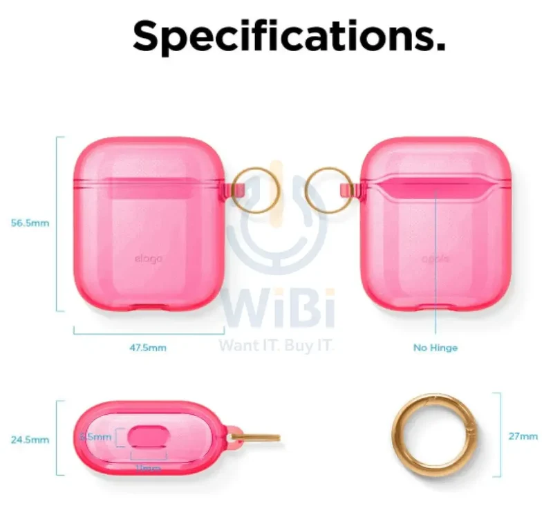 Elago AirPods 1 & 2 Clear Case - Neon Hotpink